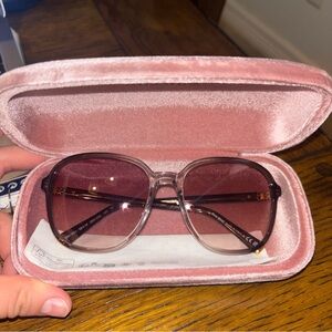 NEW ! Miu Miu Transparent Taupe Frame with Pink Gradient Lenses Sunglasses